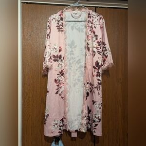 LeRose Pink and Purple Floral Robe M/L Size